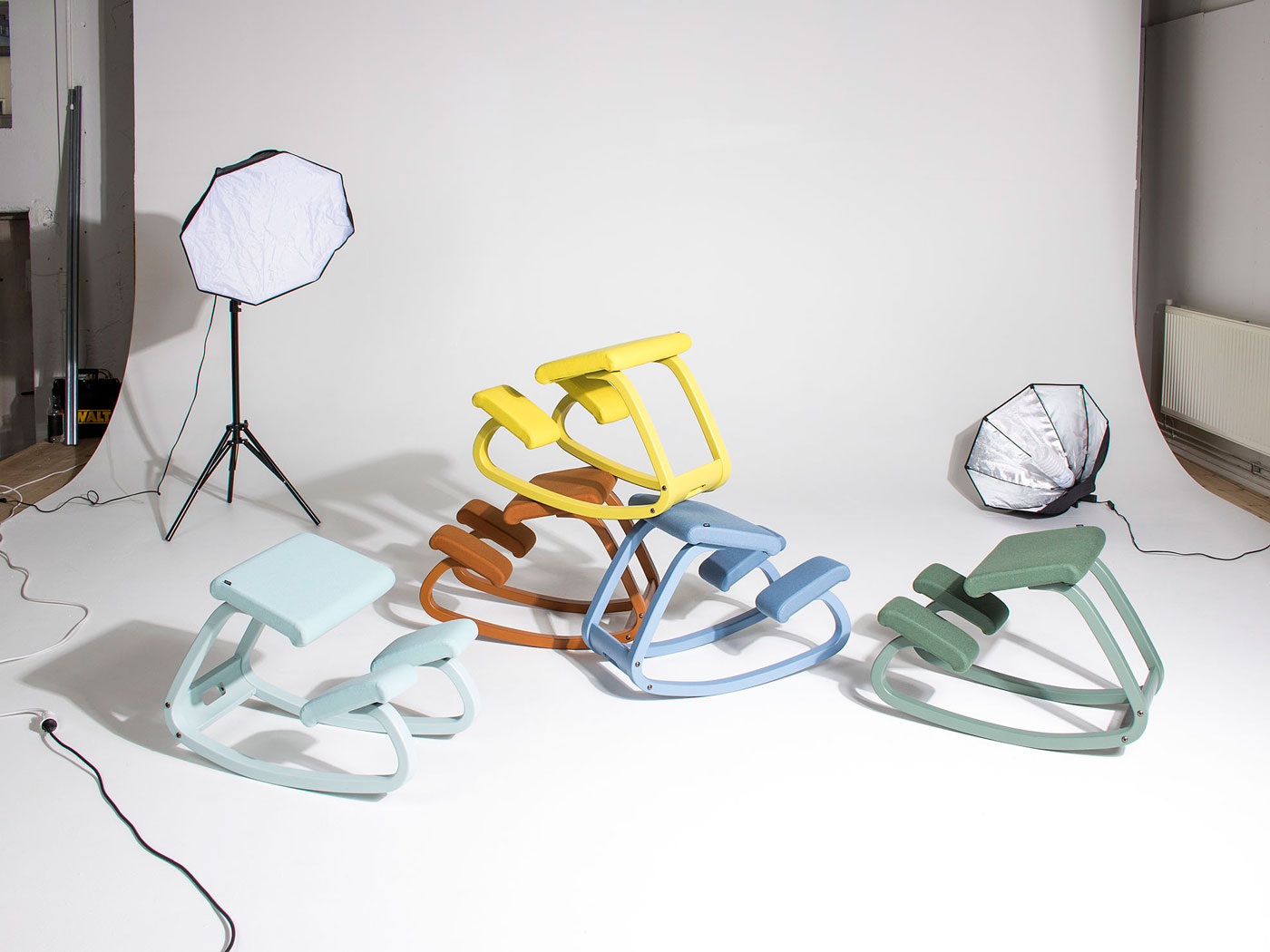 group of monochrome chairs