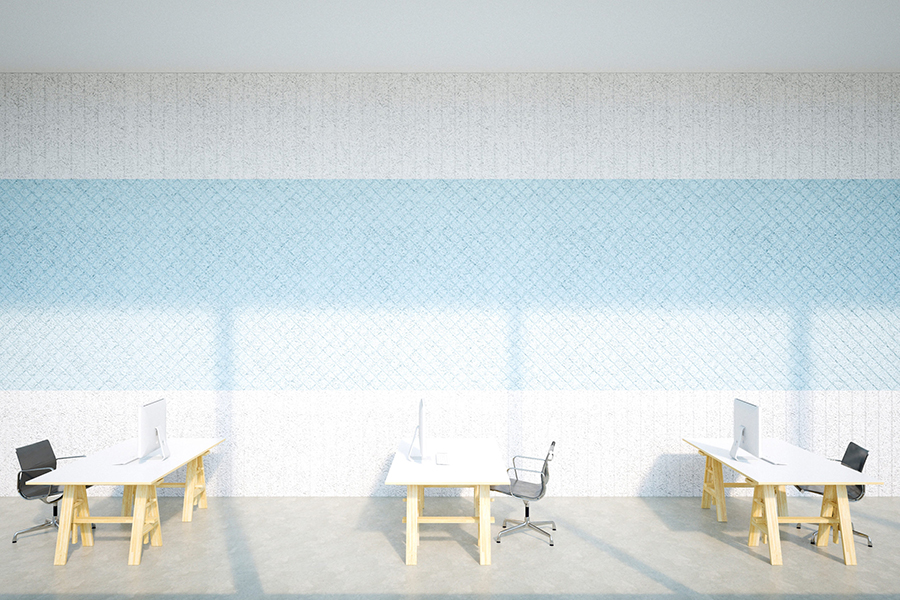 BAUX Acoustic wood wool Panels OfficeDesk scaled